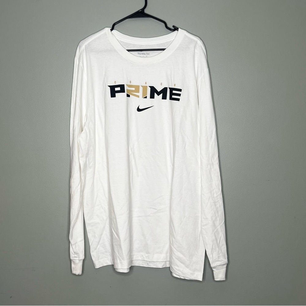 🐞Nike Men's Deion Sanders White Coach Prime Core Long Sleeve T-shirt - size 2XL